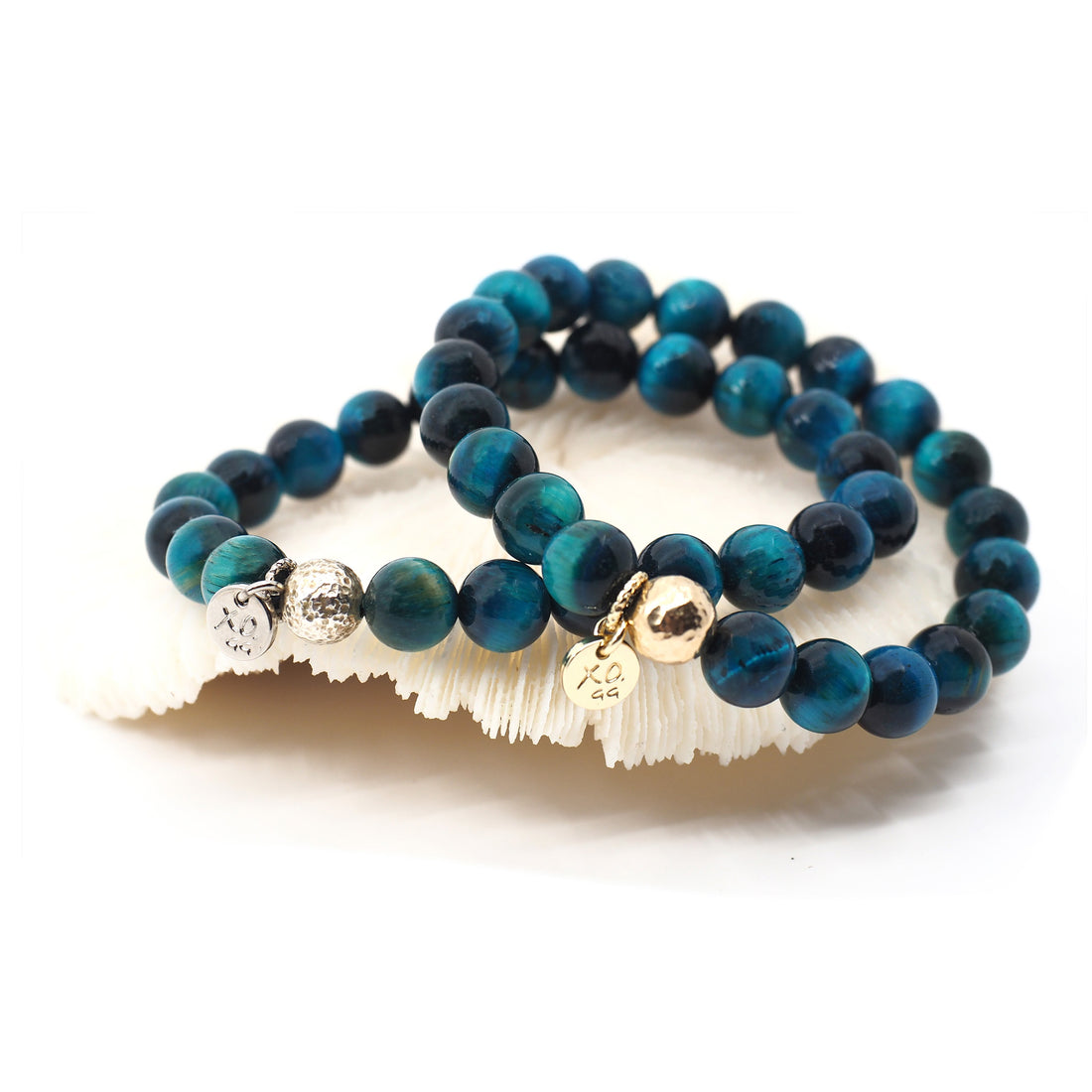 The Luna Bracelet in Peacock Blue Tiger Eye