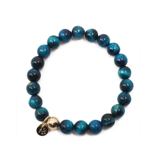 The Luna Bracelet in Peacock Blue Tiger Eye
