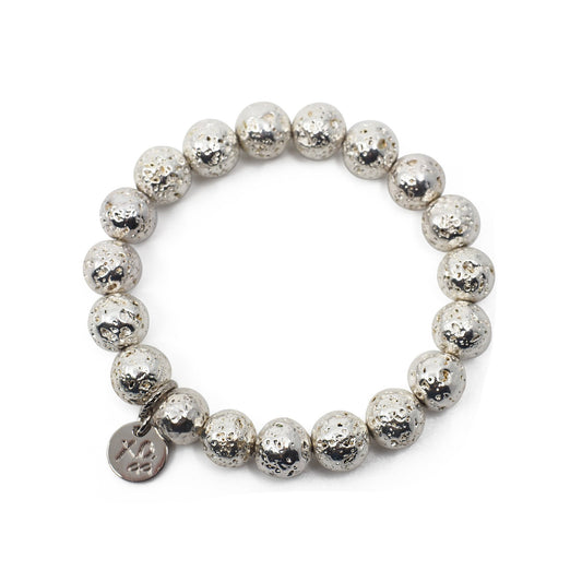 The Luna Bracelet in Silver Coated Lava Rock