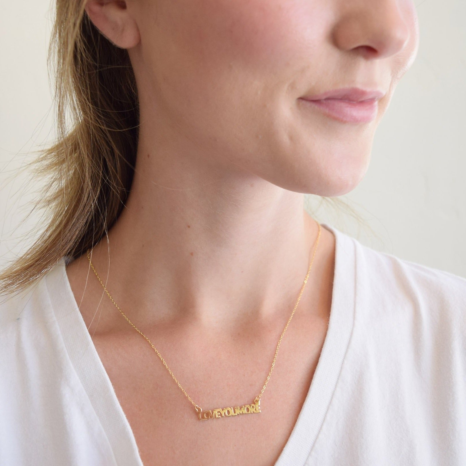 Love You More Bar Necklace