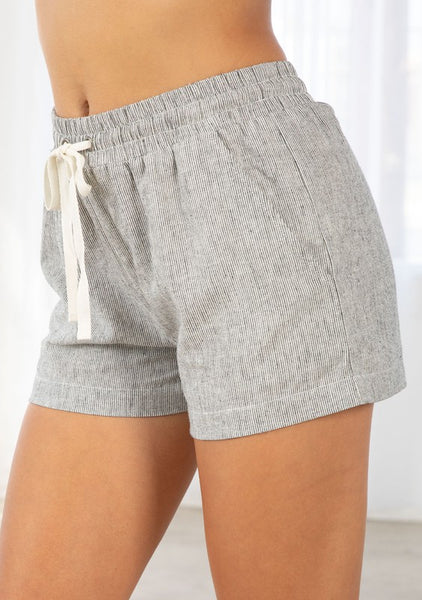 Yarn Dye Linen Blend Paperbag Shorts