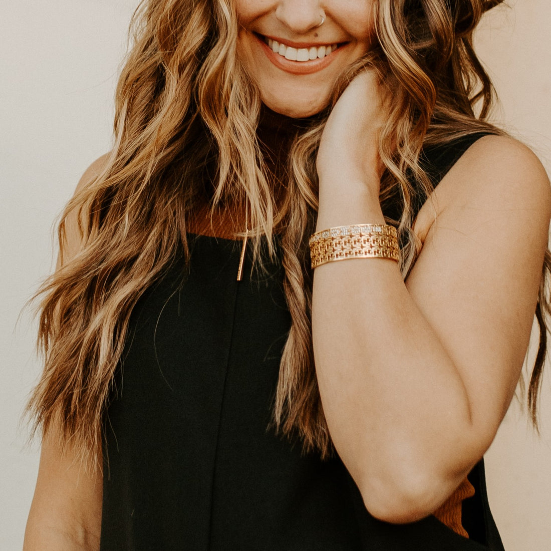 Love You More Gold Weave Cuff Bracelet